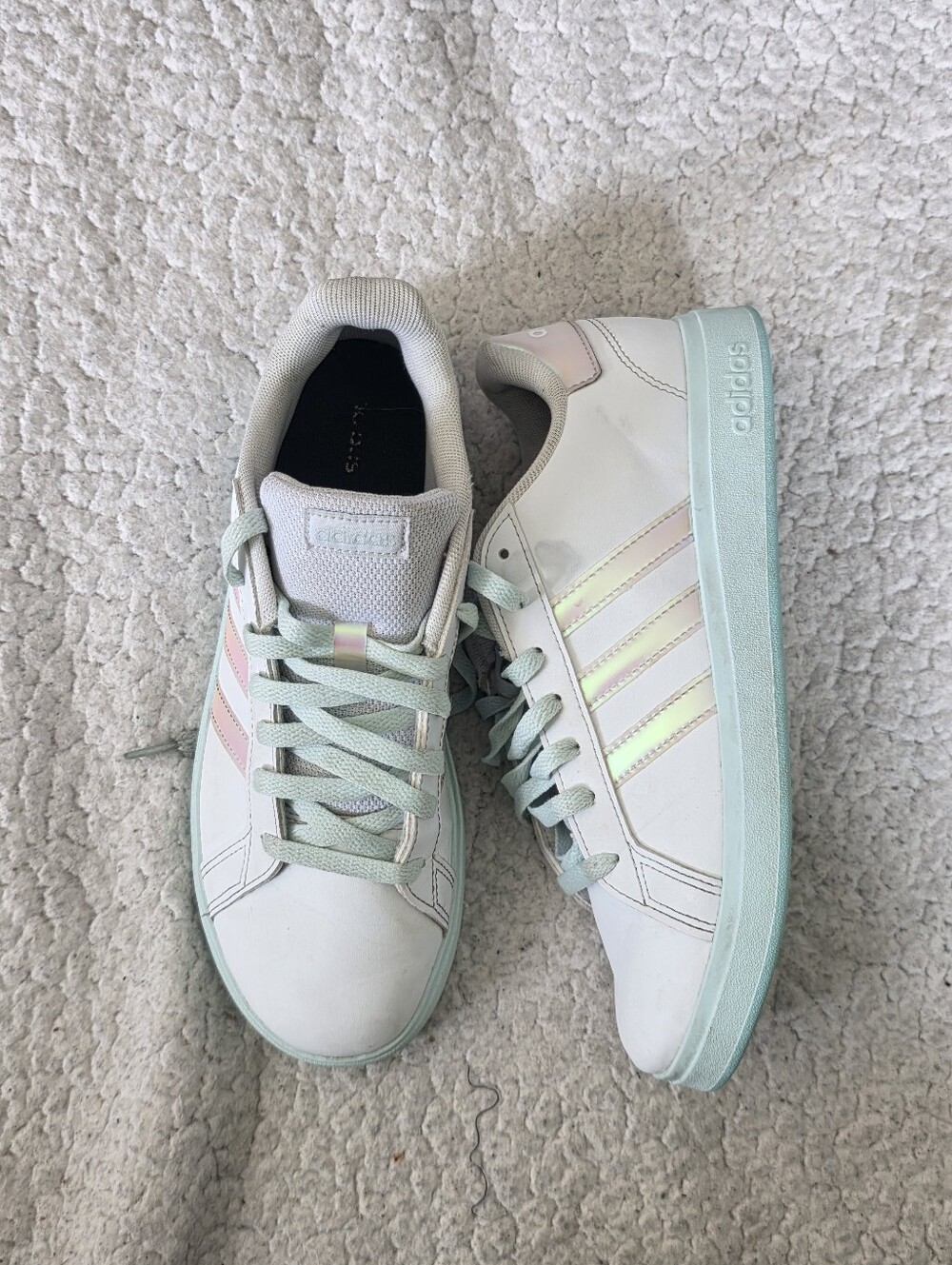 adidas Women's White Sneakers with Pastel Mint Accents
